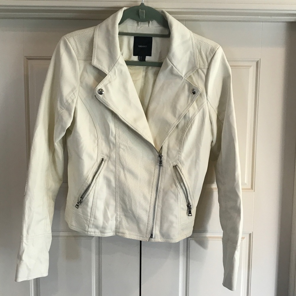 Faux leather jacket.